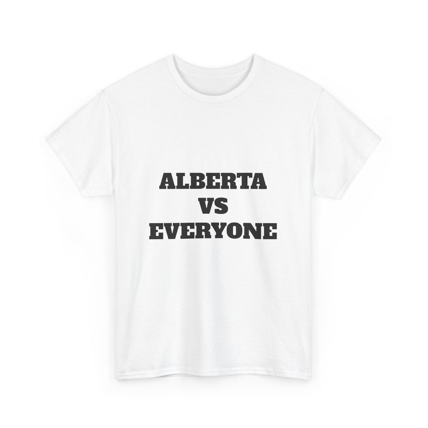 Alberta VS Everyone with Alberta crest on back - Unisex Heavy Cotton Tee