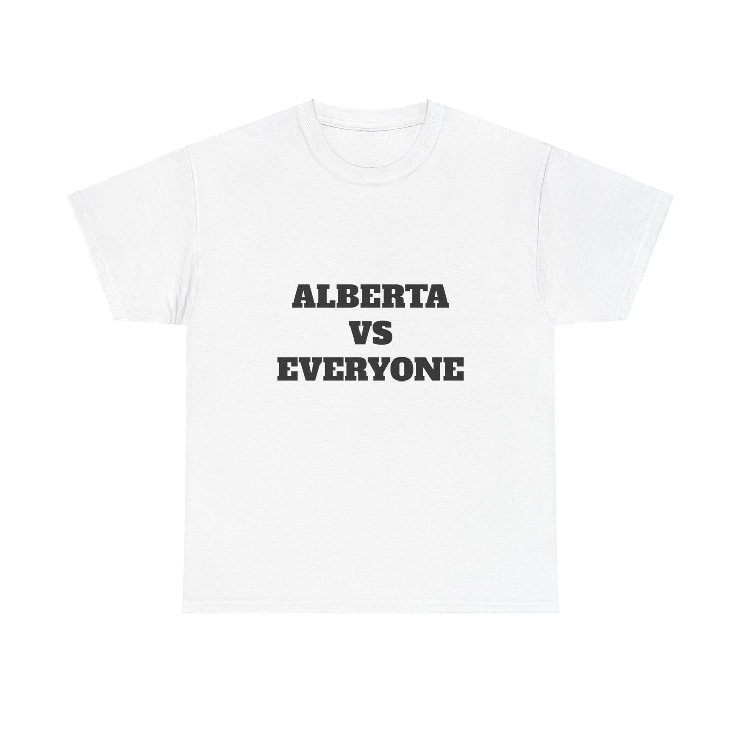 Alberta VS Everyone with Alberta crest on back - Unisex Heavy Cotton Tee