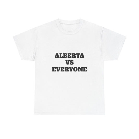 Alberta VS Everyone with Alberta crest on back - Unisex Heavy Cotton Tee